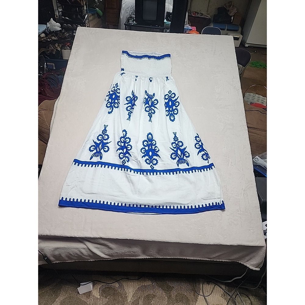 PRETTY GARDEN Summer Dress for Women Floral Sundress Strapless Flowy Beach Med - Picture 6 of 7